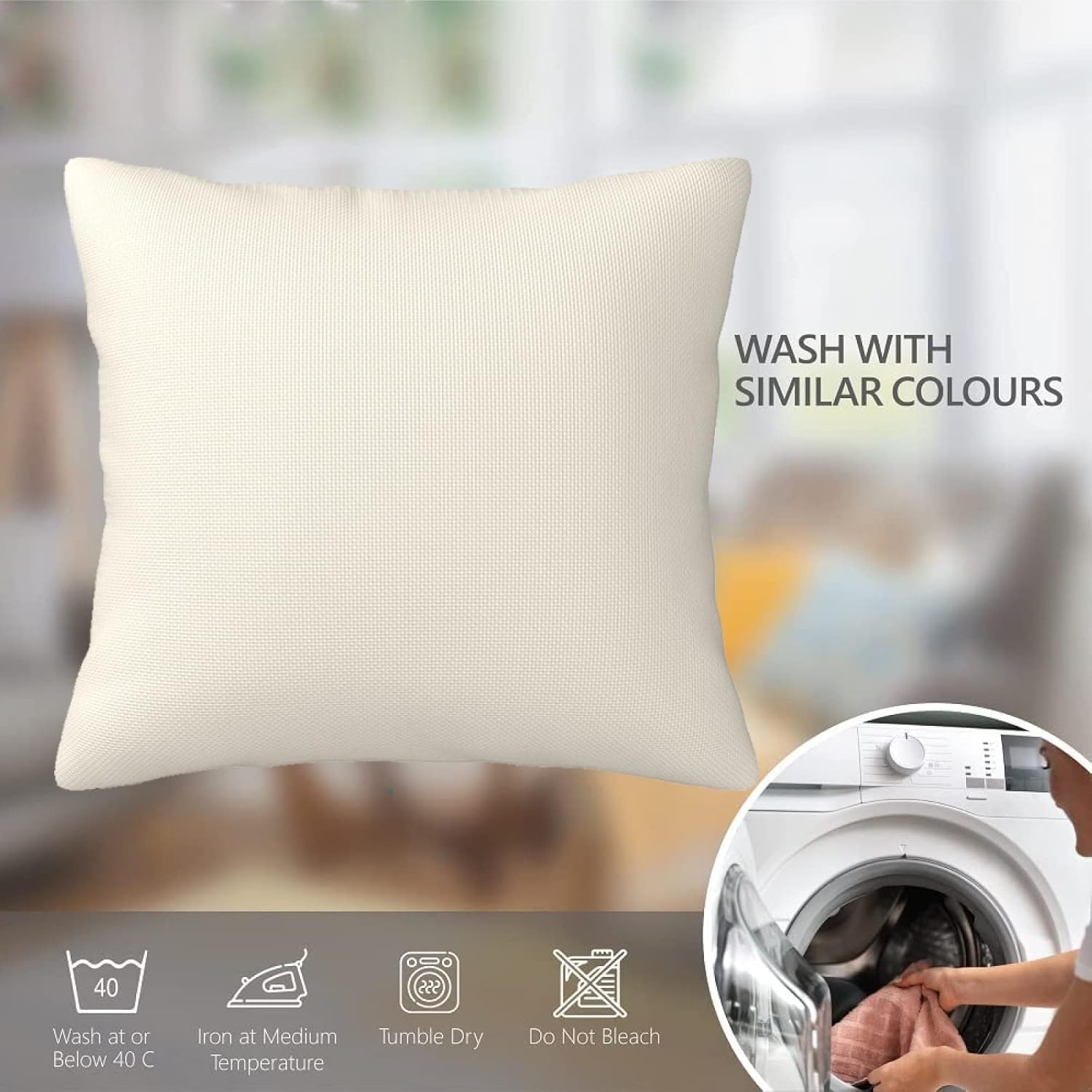 クッションカバー 60x60cm 4枚セット ウォータープルーフリネン 座布団カバー 可愛い おしゃれ 北欧 隠れるファスナー ヒト