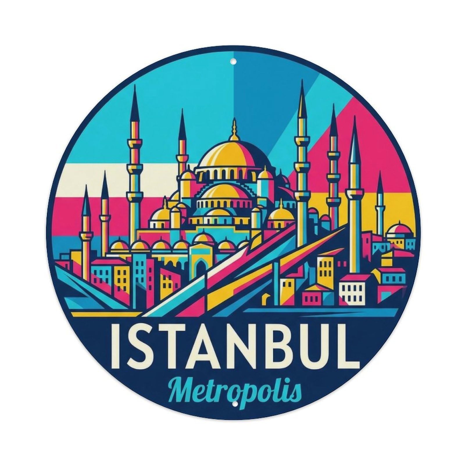 Vintage Travel Istanbul Turkey Metropolis Vintage Metal Tin Sign Plaque Wall Decor for Cafe, Club Bar, Office, Garden Metal Poster 8x8Inch