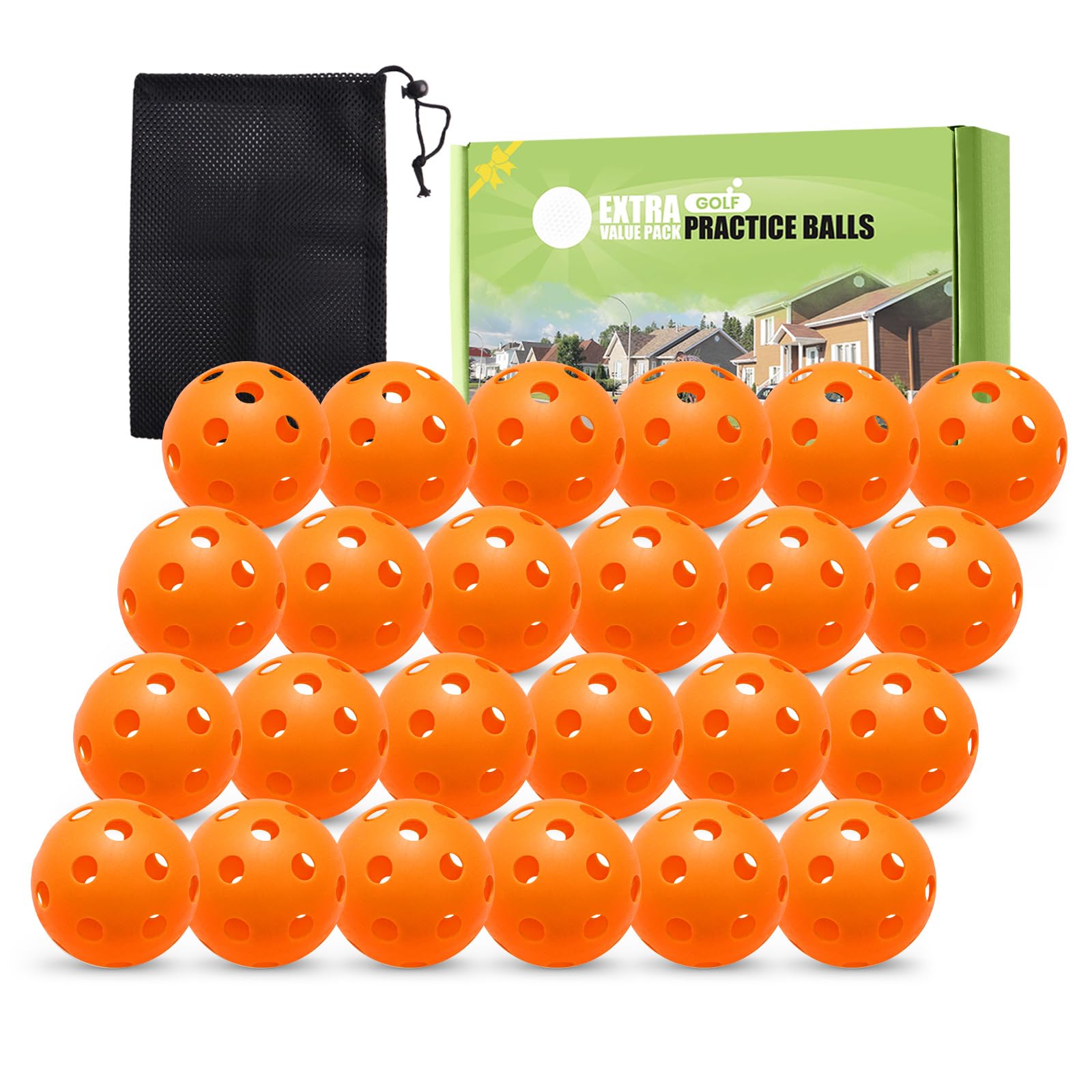 FINGER TEN Golf Practice Balls Plastic Colored Value 12/24/36/50 Pack, Limited Flight Sports Training Ball for Men Women, Indoor Outdoor Driving Range Backyard Use