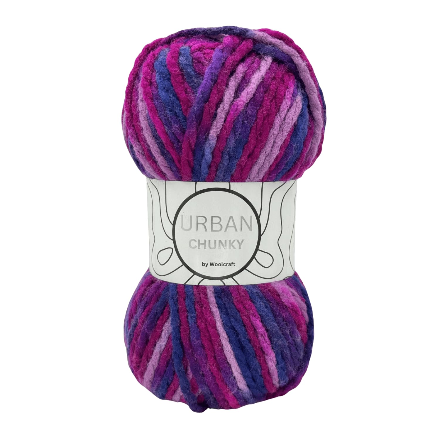 Woolcraft Urban Super Chunky Knitting & Crochet Yarn, 6 Self-Striping Shades in The Range, 100% Acrylic, 82 Metres, 100g Balls, Pack of 3, Nightjar