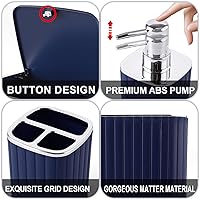 Vista 7 de Juego de baño con cortina de ducha y alfombras - Juego de accesorios de baño de 25 piezas, juego de cortina de ducha azul marino, escobilla