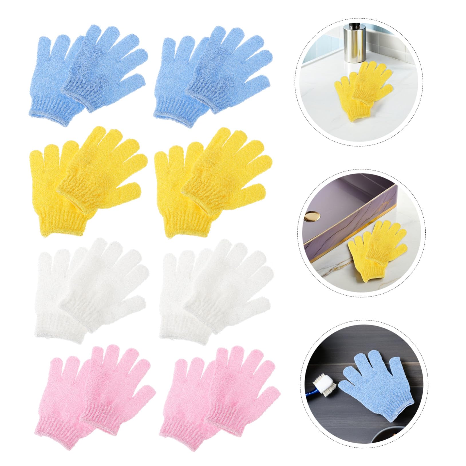 16 Paia Guanti Esfolianti Corpo in Nylon Guanto Doccia Cinque Dita con Polsino Elastico Guanti da Bagno Spa per Uomo Donna Lavabili in Lavatrice Esfoliazione Delicata e Duratura