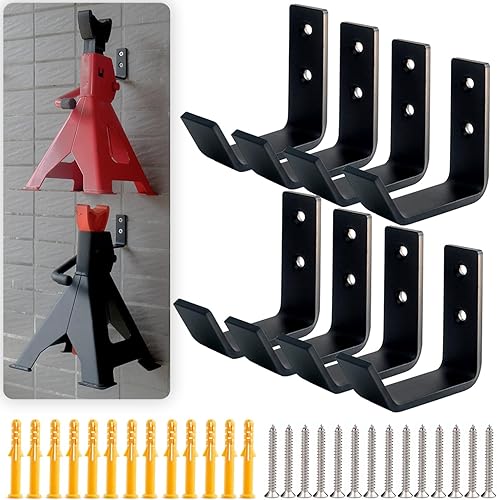 8 paquetes de soportes de gato con organizador de montaje en pared, gancho resistente de acero inoxidable para soportes de gato de 2, 3 y 4 toneladas
