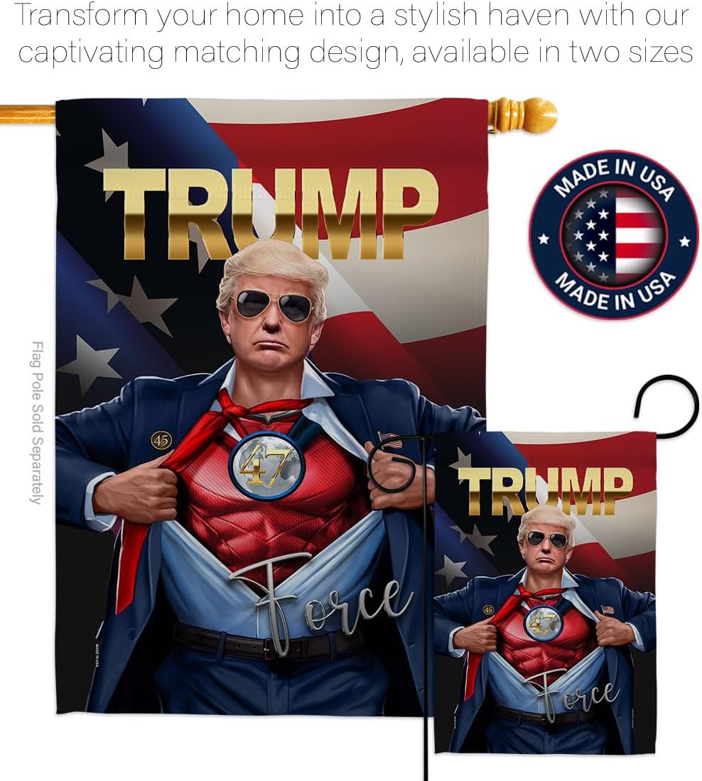 47th President Force Trump Won Flag Tapestry Wall Hanging Decor for Home Porch MAGA Poster Outdoor Decorations Making America Great Again Patio Door Banner Republican Gifts Made in USA
