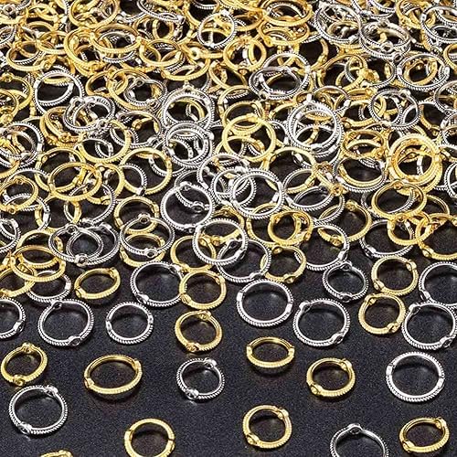 200 marcos redondos de doble agujero, conectores de eslabones de latón dorado y plateado, marco de cuentas circulares de metal con dos agujeros,