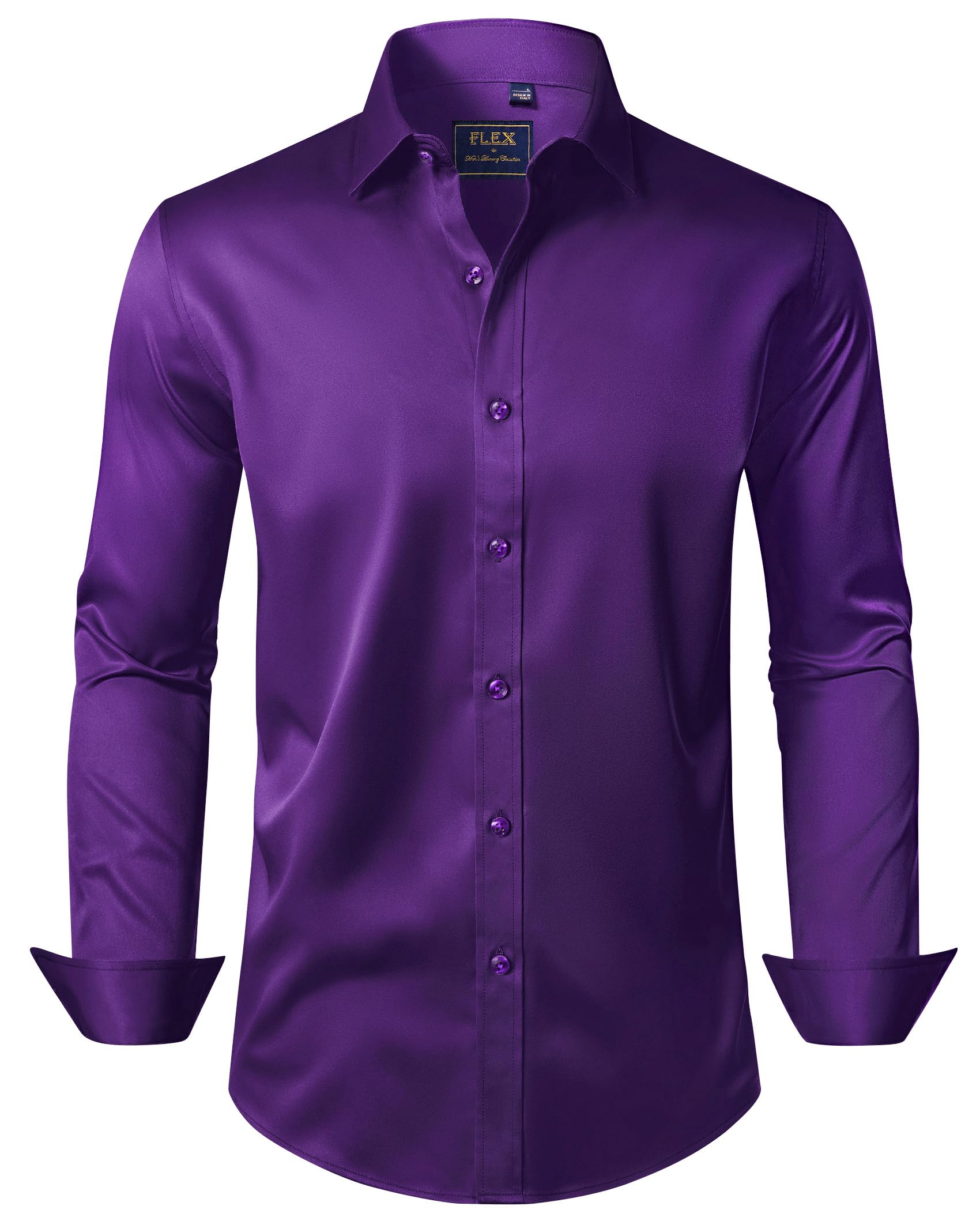 J.VER Herren Hemd Unifarben Stretch Langarm Männer Hemden Regular Fit Herrenhemden Freizeithemden Bügelleichtes Businesshemd Anzug Hemd,Lila,3XL