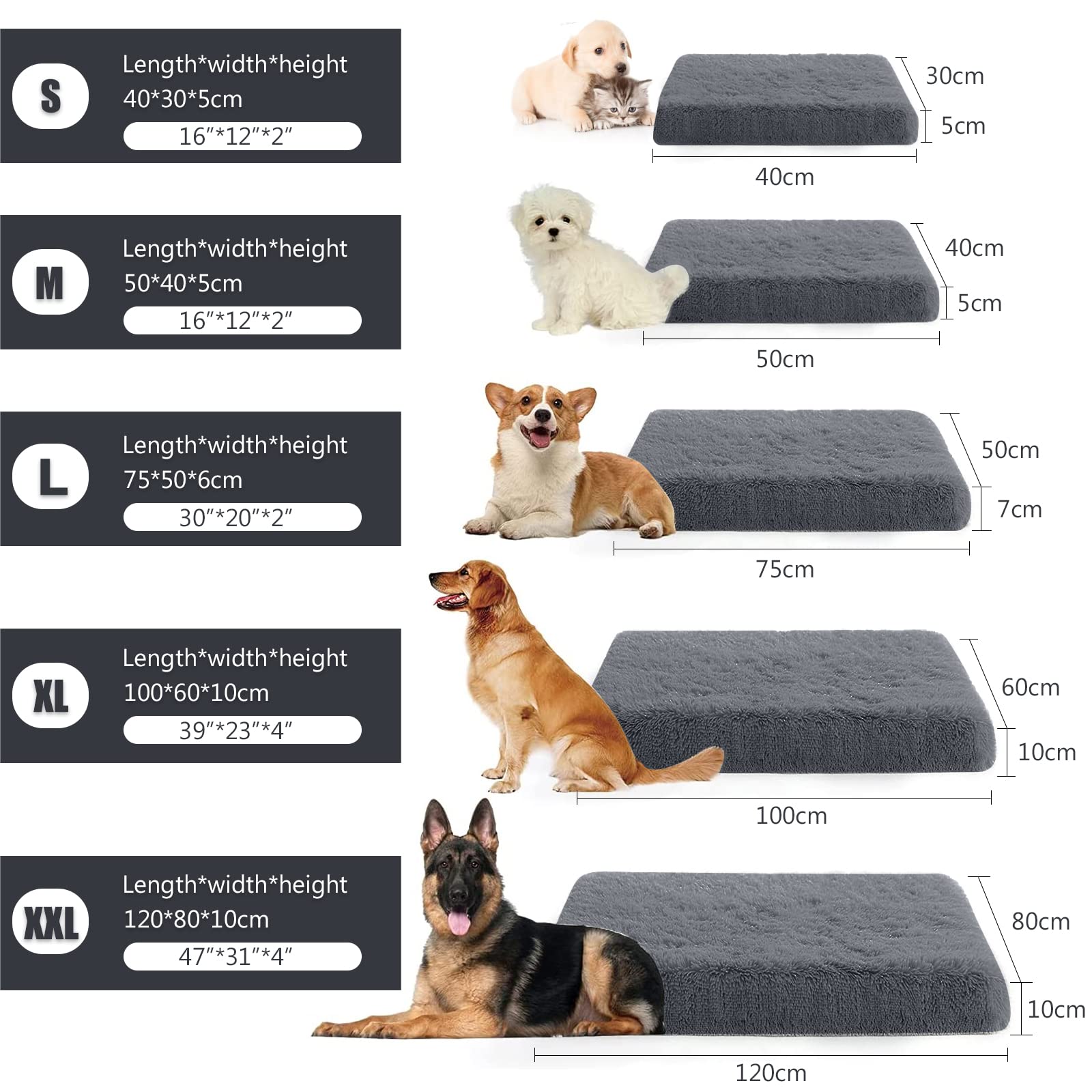 PETCUTE Materassino Cane,Letto per Cani con Rivestimento Sfoderabile,Caldo Morbido Soffice Cuccia Cane per Grande Media Piccola Cani e Gatti, Lavabile Cuscino Antiscivolo Lettino per Animali Domestici