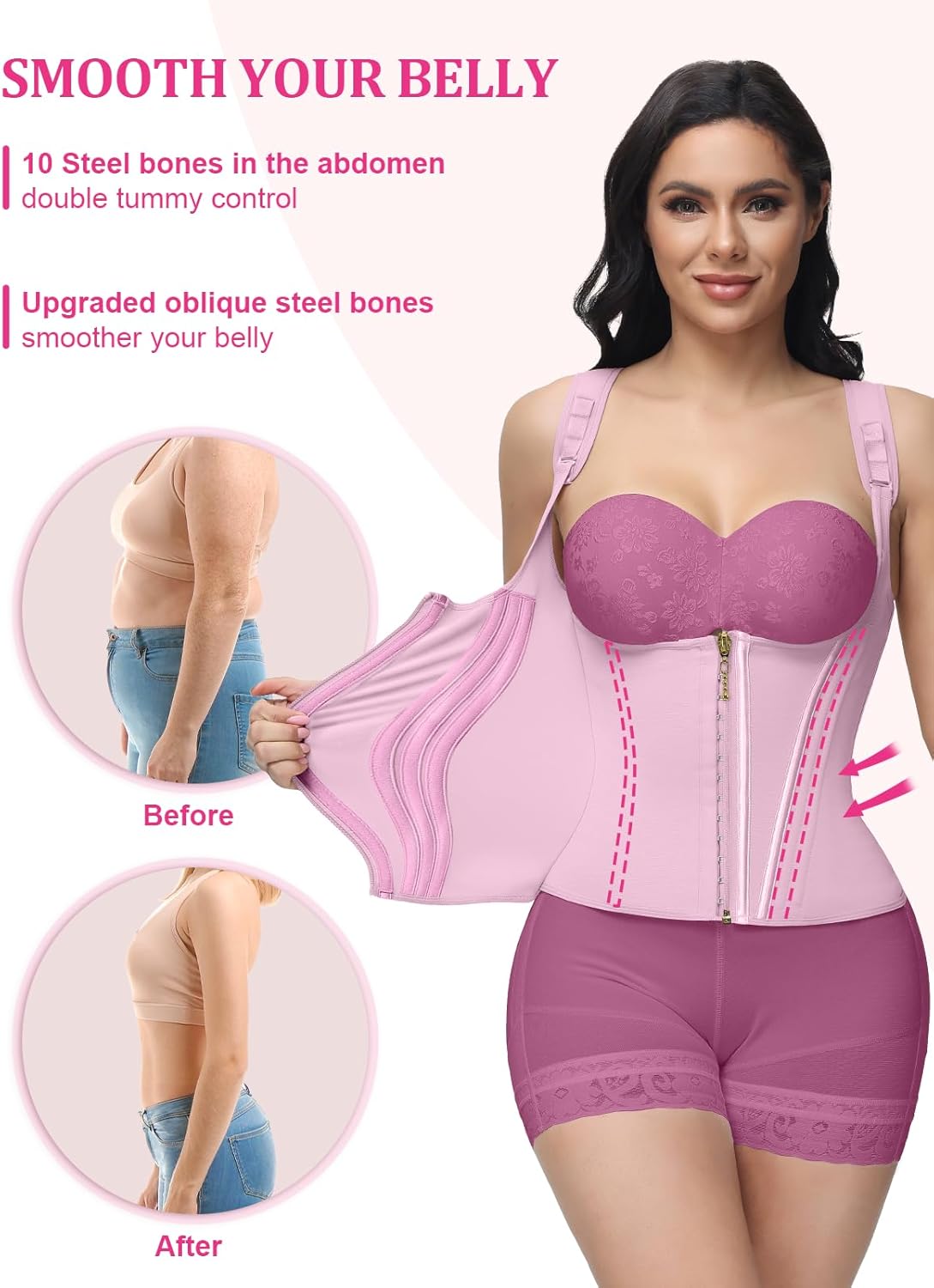 SHAPSHE Waist Trainer for Women, Tummy Control Sports Girdle, Workout Body Shaper with Adjustable Shoulder Strap - Image 3