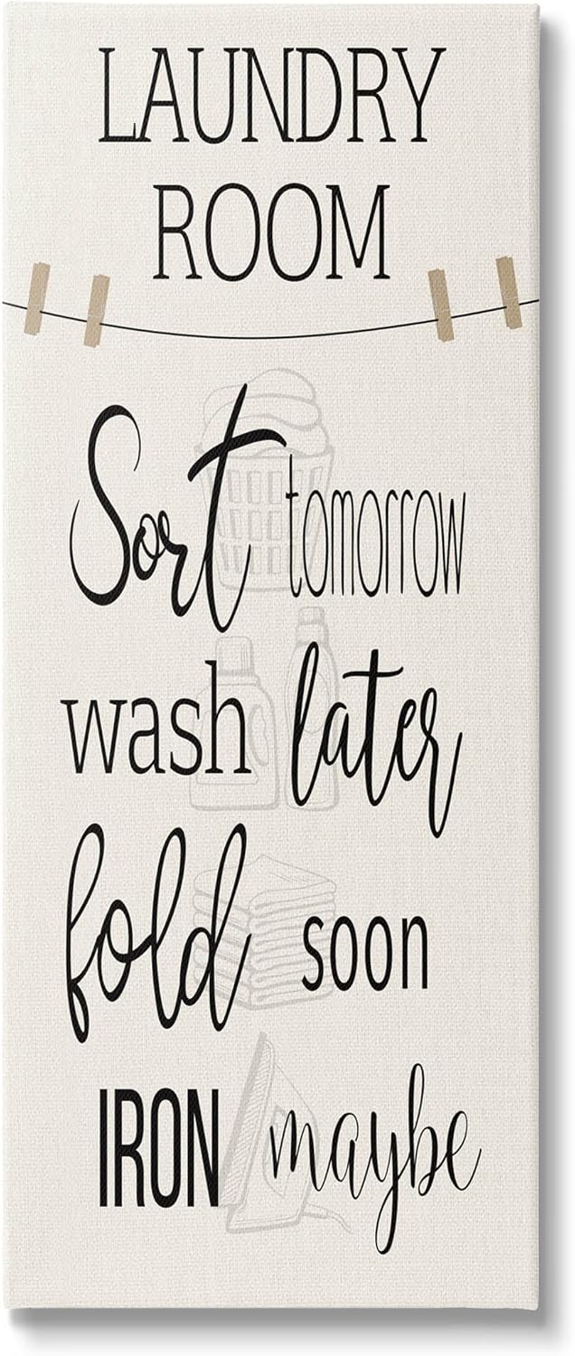 Stupell Industries Laundry Room List Clothesline Canvas Wall Art, Design by CAD