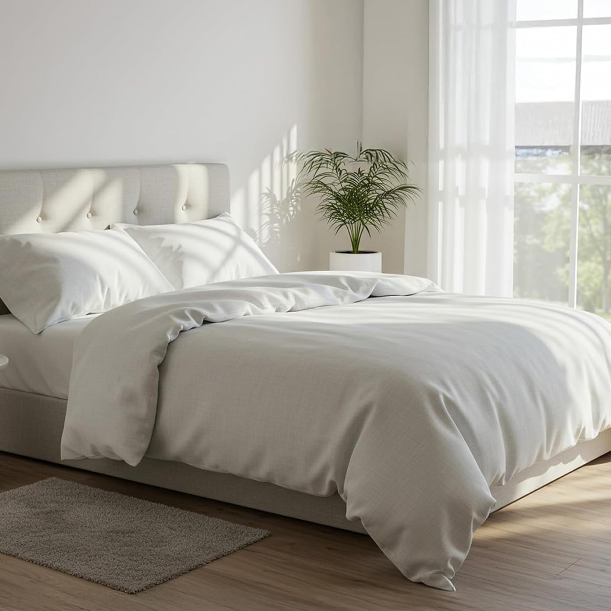 DANYDude 100% Egyptian Cotton King Size Duvet Cover and PillowCases 2 Pack Set 400 Thread Count King Size Duvet Cover Set – Hypoallergenic & Machine Washable Kingsize Bed Quilt Cover Set
