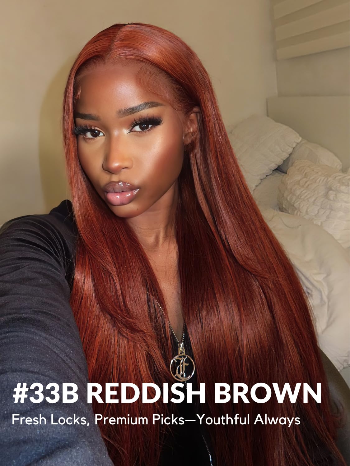 13A Double Drawn Reddish Brown Straight Human Hair Bundles, Full and Thick Copper Red 100% Brazilian Raw Hair 3 Weave Auburn Colored 33B Brownish Straight Bundles 10 12 14 Inch Sew In