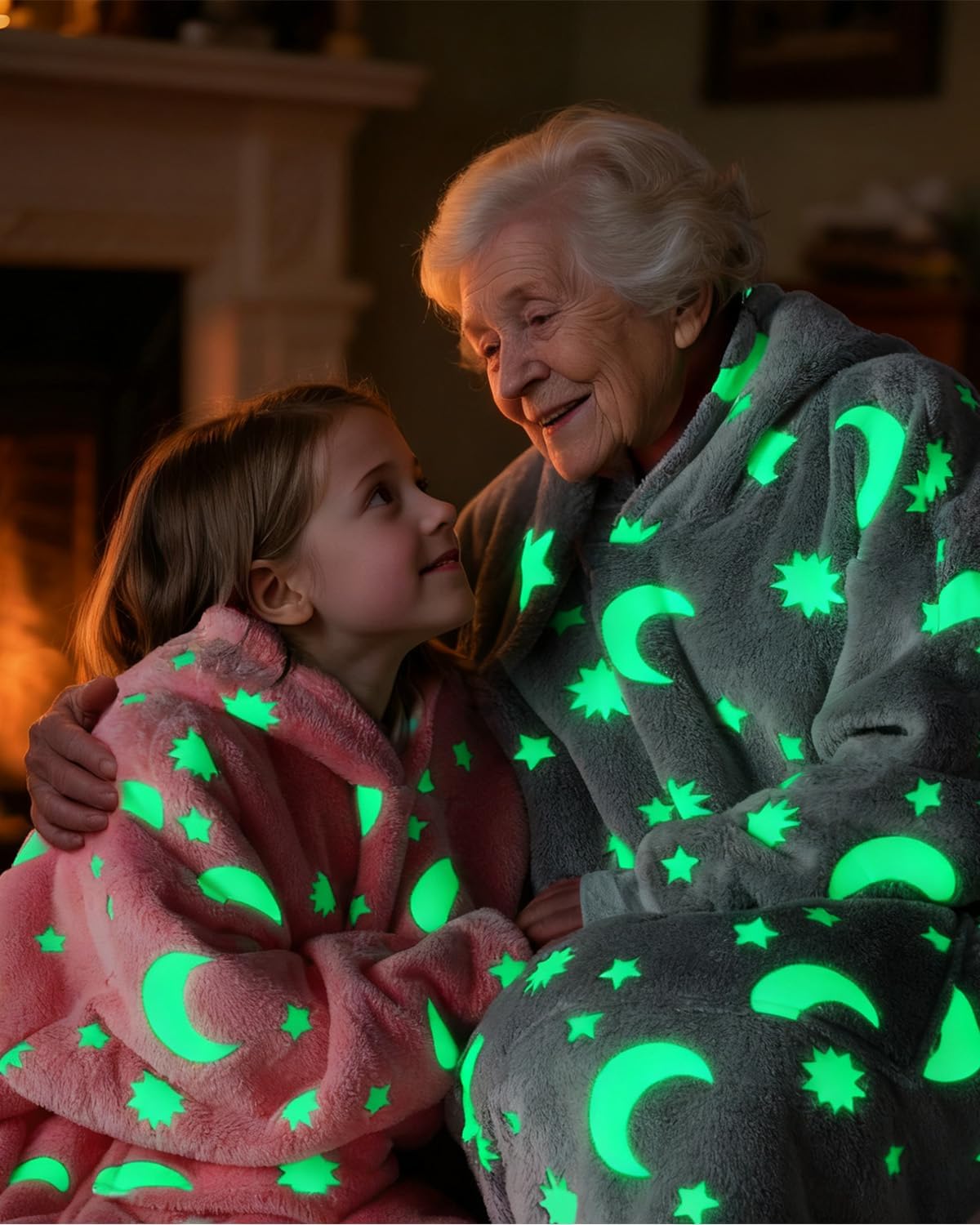 Yoofoss Wearable Blanket Hoodie, Oversized Glow in the Dark Sherpa Fleece Blanket with Pocket, Cozy Sweatshirt Blanket - Image 5