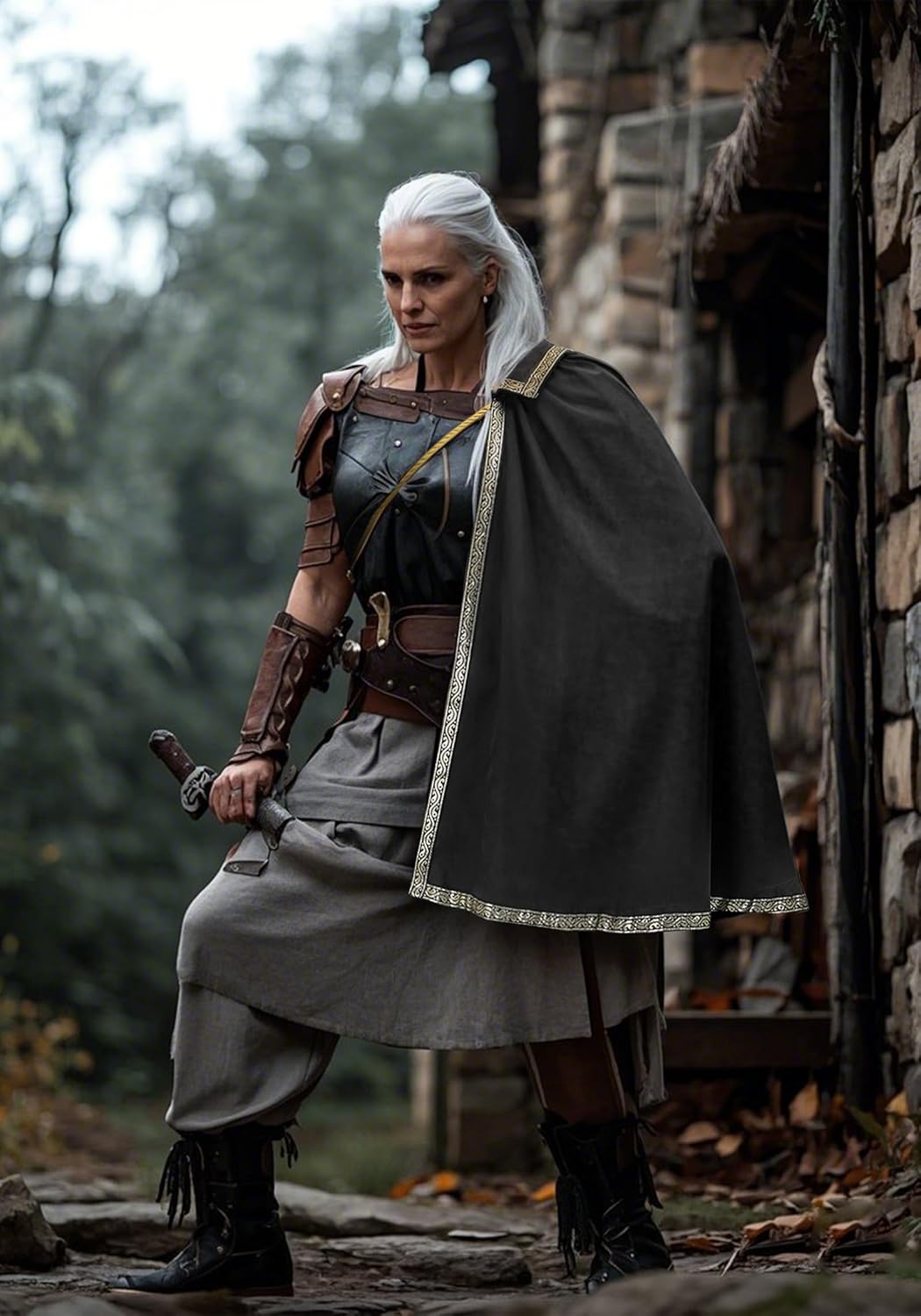 Renaissance Tudor Half Shoulder Cape Medieval Cloak Shawl LARP Ren Faire Costume - Image 6