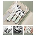 YANCI® Manicure Set 10 in 1 Stainless Steel, Nail Clippers Manicure Pedicure Tools Kit - Portable Travel Grooming Kit for Men & Women with Leather Case (Light Green) gallery image
