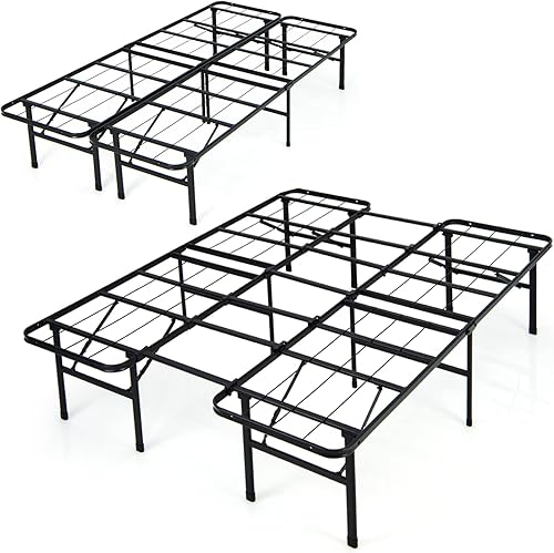 Miniatura 10 de Giantex Base de cama plegable, tamaño Queen/King, base de cama portátil para niños, adolescentes y adultos, montaje sin herramientas, no necesita