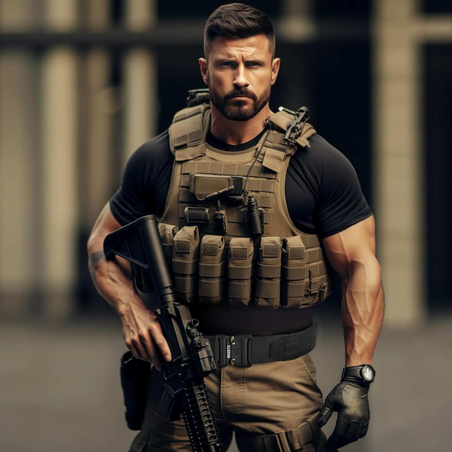 MOZETO Molle Battle Belt, 2" Battle Belts Tactical War Combat Quick Release Law Enforcement Duty Belts for Men - Image 5