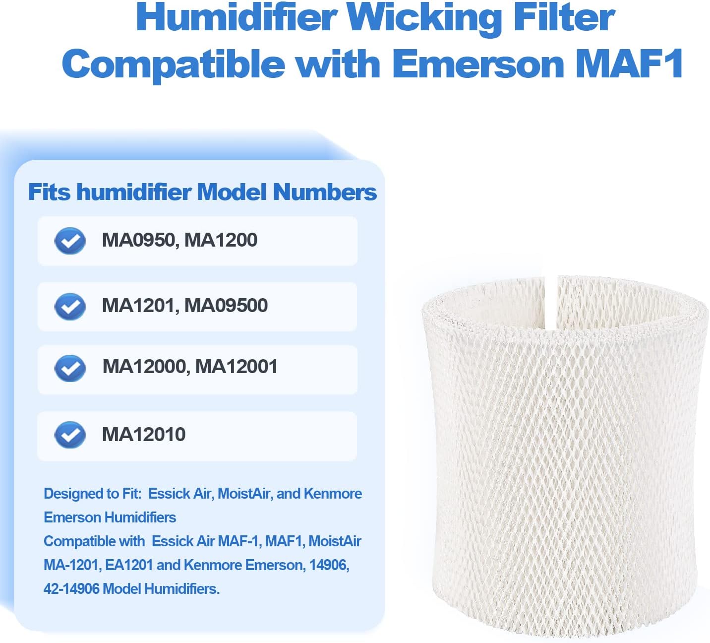 HQRP Humidifier Wick Filter for Emerson Moistair MAF2, MA-0600, MA-0601