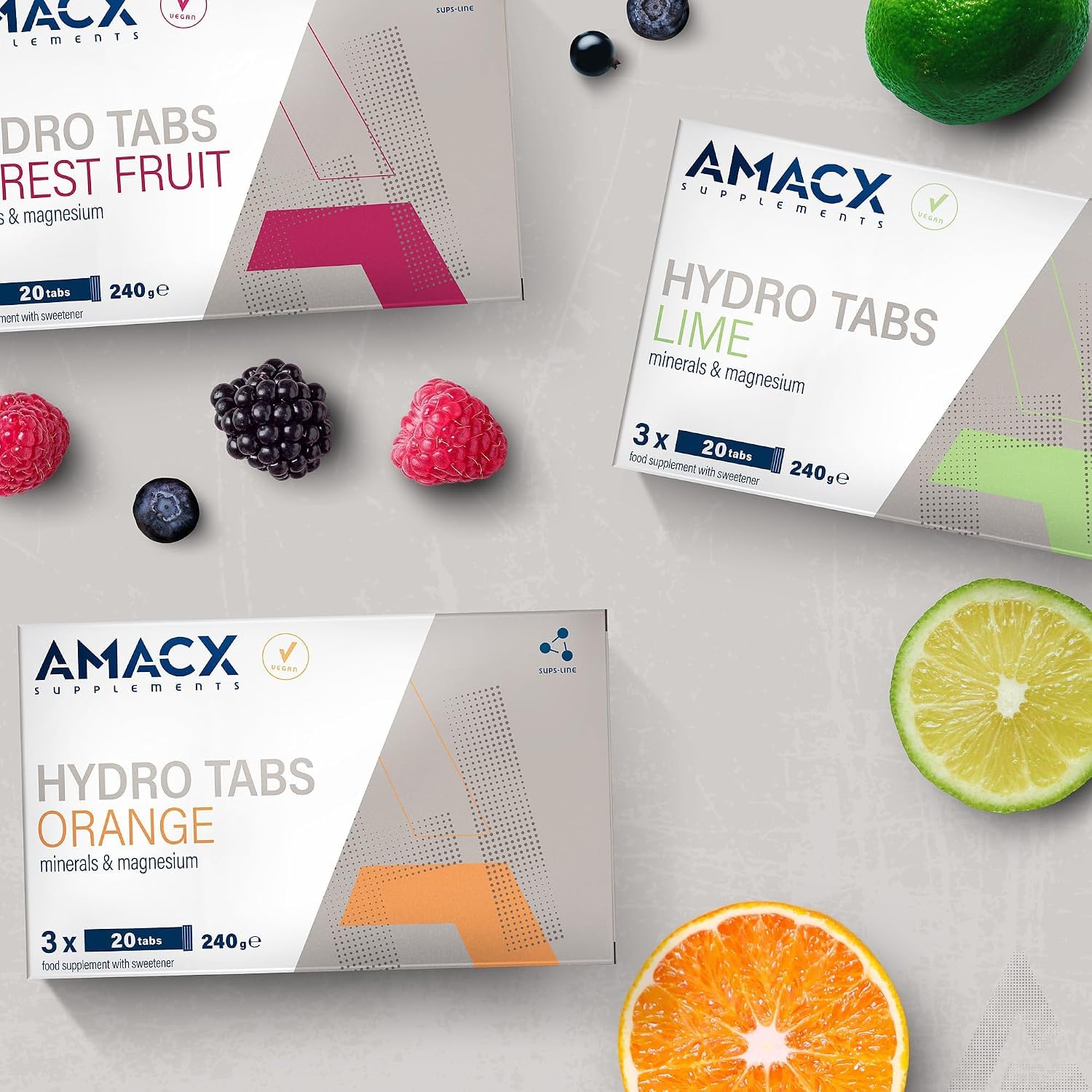 AMACX Hydro Tabs, Elektrolyte ohne Zucker Tabletten mit Vitamin C, 6 x 20 Magnesium Brausetabletten, Hydration für Sportler, Elektrolyte Sport, Recovery Drink für Mineralienhaushalt