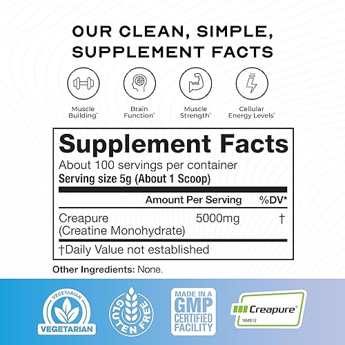 Miniatura 3 de Muscle Feast Creapure Creatine Monohidrato en polvo, vegano, apto para dieta cetogénica, sin gluten, ganador de masa, suplemento de recuperación