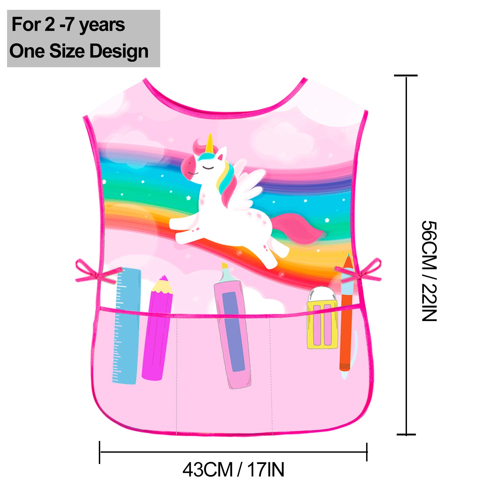Kids Art Smock Girls Boys Artist Painting Apron with Pockets Sleeveless Smocks for Child 2-7 Years - Image 4