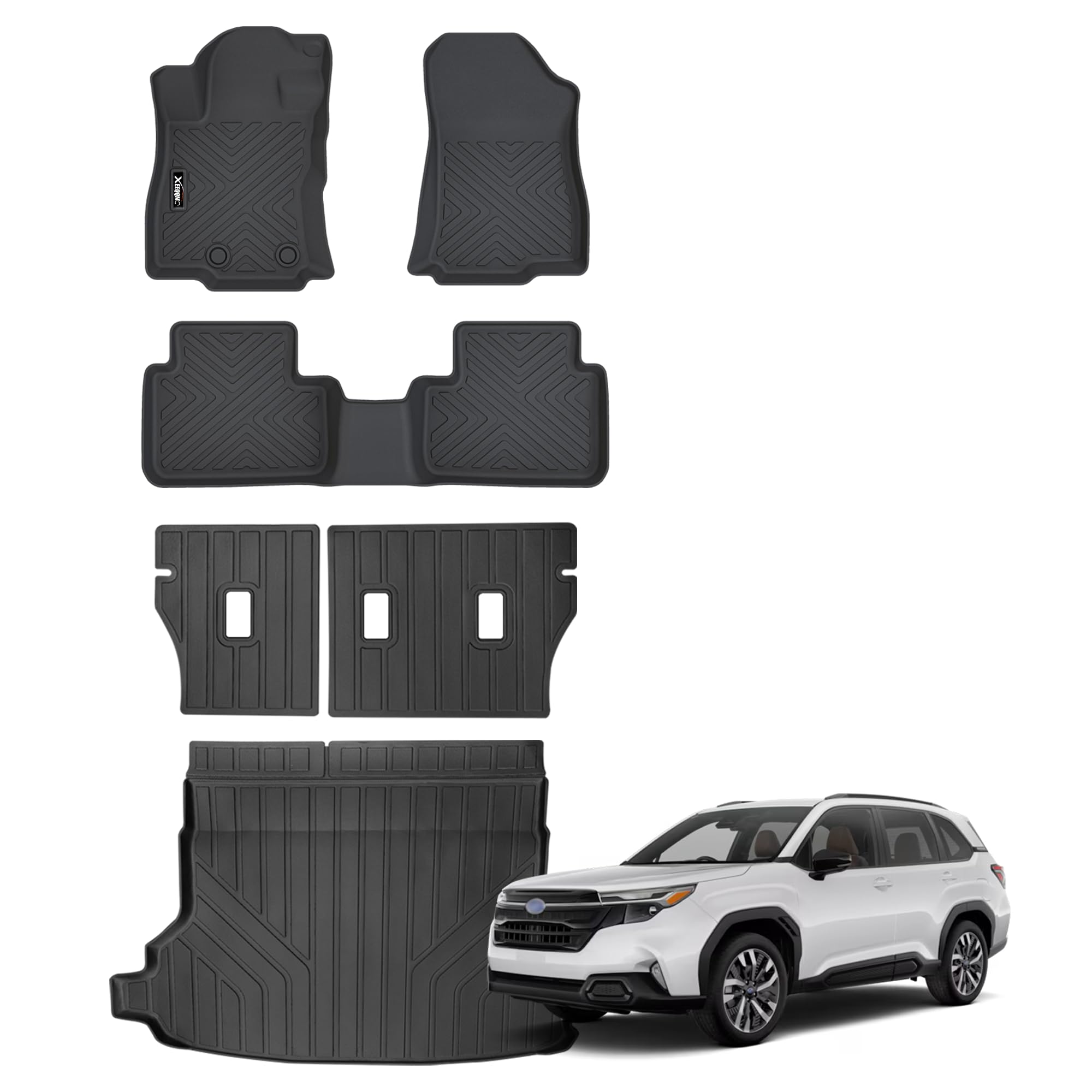 Floor Mats for 2025 Subaru Forester All Weather Trunk Mat with Backrest Mat TPE Rubber Floor Liner Set Cargo Liner for 2025 Subaru Forester Accessories