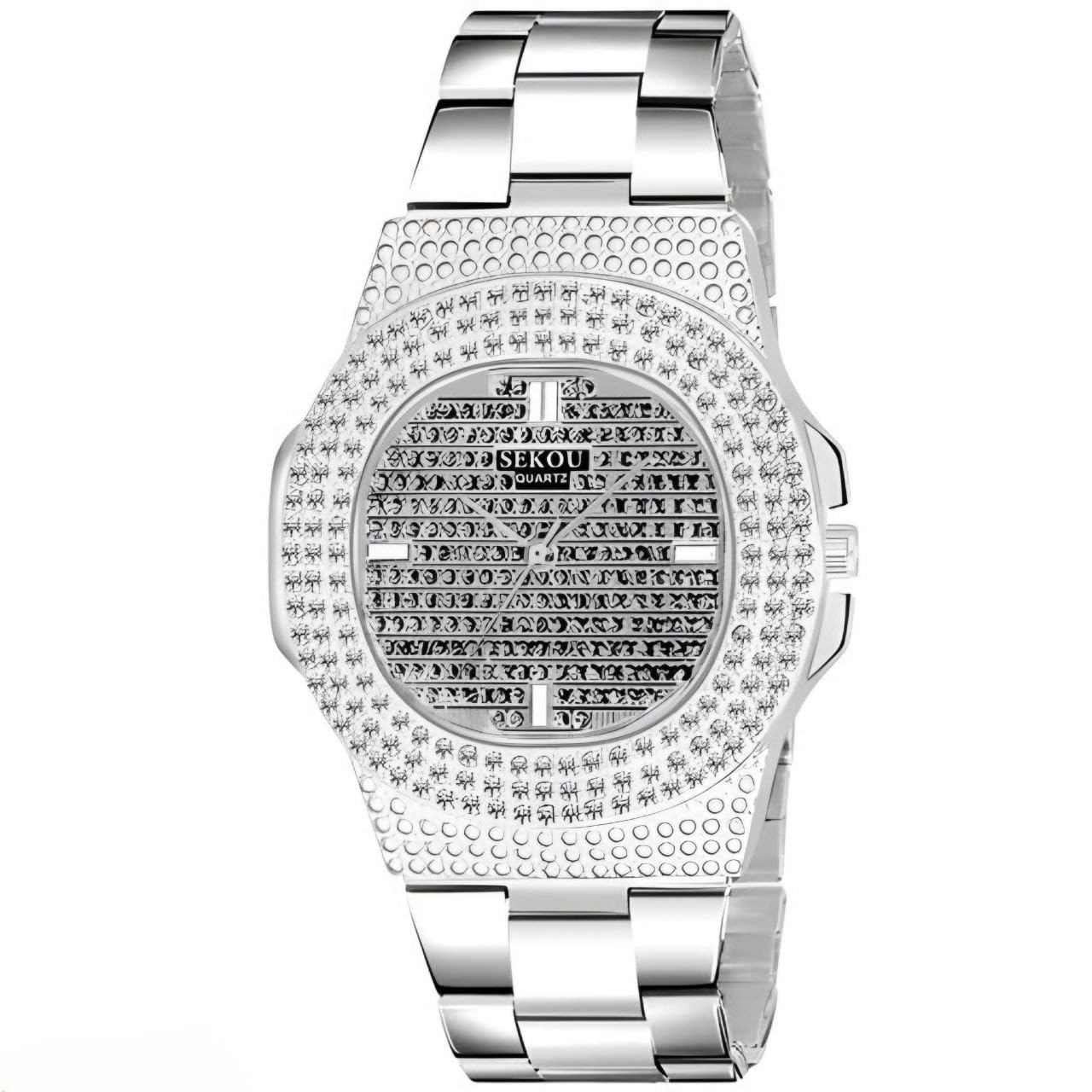 Tymor Stylish Pearls Attached Daimond Watch Analogue Chain Watch for Men (Silver) (B0CB4RFGBM) Amazon Price History, Amazon Price Tracker