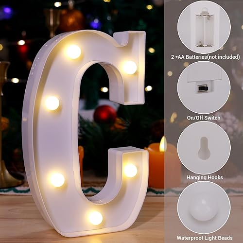 Miniatura 21 de Letrero LED de marquesina, letras iluminadas del alfabeto, letras LED que funcionan con pilas, para luz nocturna, bodas, cumpleaños, fiestas, Letra E
