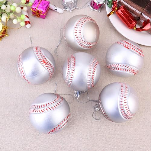 Miniatura 3 de NUOBESTY 6 adornos de béisbol de Navidad para árbol de Navidad, decoraciones de bolas colgantes de béisbol, deportes, decoración de fiesta de