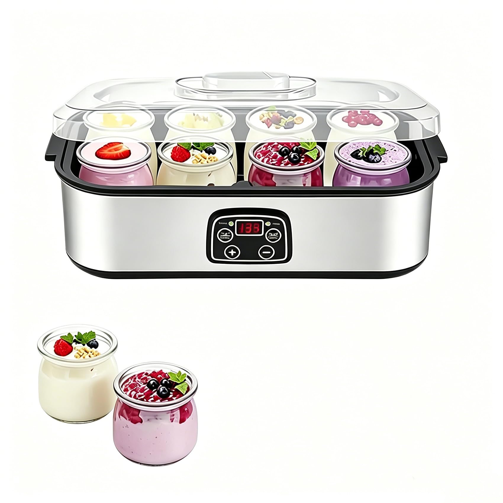 ZHJOPP Automatic Yogurt Maker, 1.4L Yogurt Maker Machine, Multi-Function Electric Yogurt Machine with 8X180ml Glass Jars,for Dairy