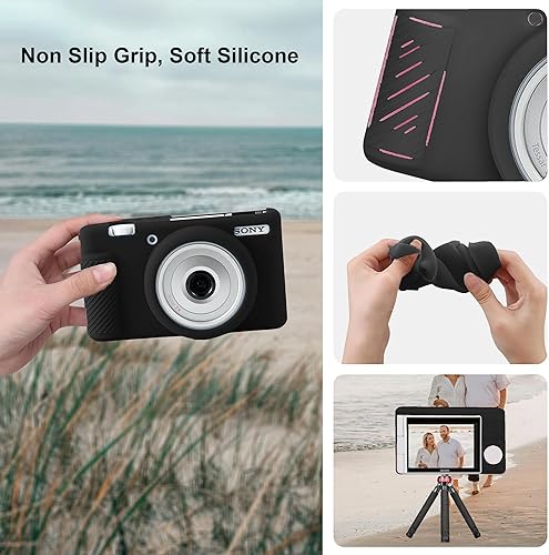 Miniatura 3 de Leayjeen Funda protectora de silicona compatible con la cámara Sony Black Card ZV1-F, ZV1M2 ZV1F funda protectora de silicona suave, con cubierta