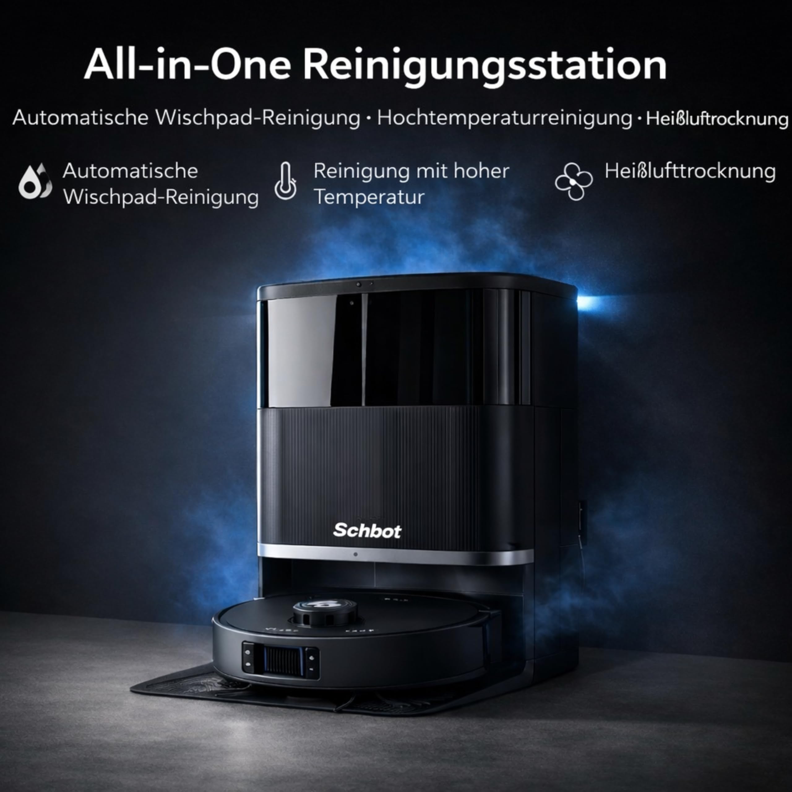 F1 Hero Saugroboter mit Wischfunktion Absaugstation – 10000Pa Roboterstaubsauger, Saug Wischroboter mit Selbstreinigung & Heißwasser-Moppwäsche, 2,5cm Kletterhöhe, KI-Teppicherkennung