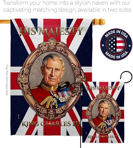 Miniatura 4 de Letrero con texto en inglés «His Majesty King Charles III», decoración de pared, para habitación, patio, porche, jardín, tapiz para interiores y