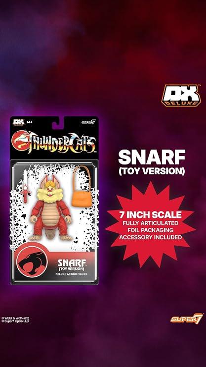 Super7 Deluxe Thundercats Snarf (Toy Recolor) - 7 Thundercats Action Figure with Accessories - Classic Cartoon Collectibles and Retro Toys