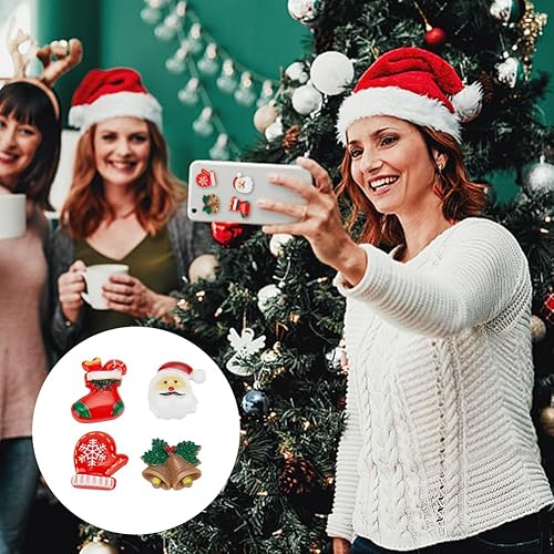 Miniatura 6 de WEBEEDY 60 piezas de dijes de slime de Navidad, cabujones de resina de Navidad, cabujones de resina con parte trasera plana, accesorio de