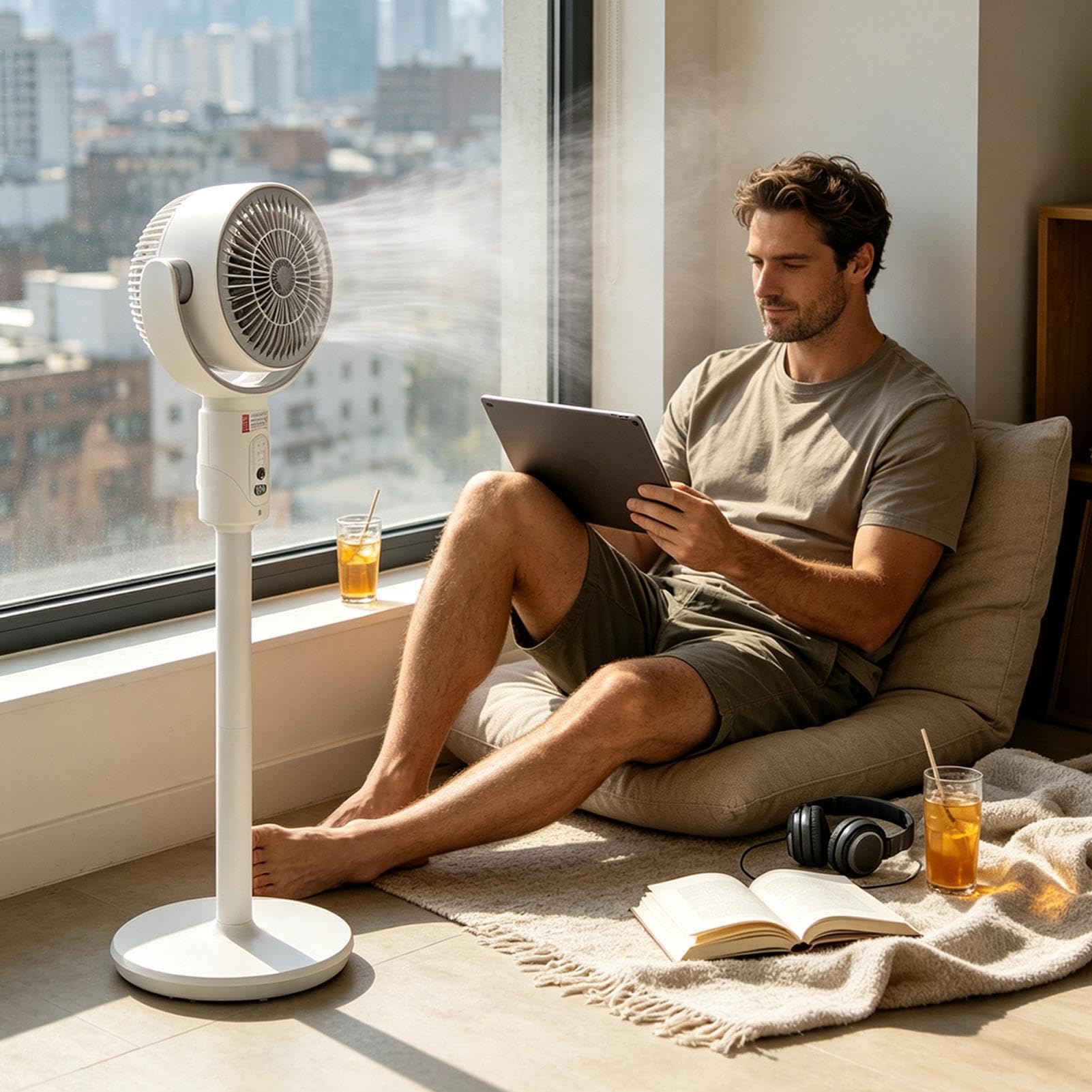 Ventilador de pie portátil Con Temporizador, Batería Recargable Y 4