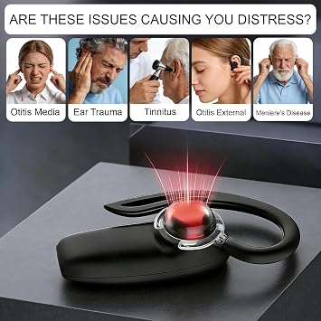 650nm Ear Infrared Care Device - 8 Minute Timer Red-light Protector, Portable Hanging Device for Ear Care/Promotes Blood Circulation/Ear Discomfort/Tinnitus Relief