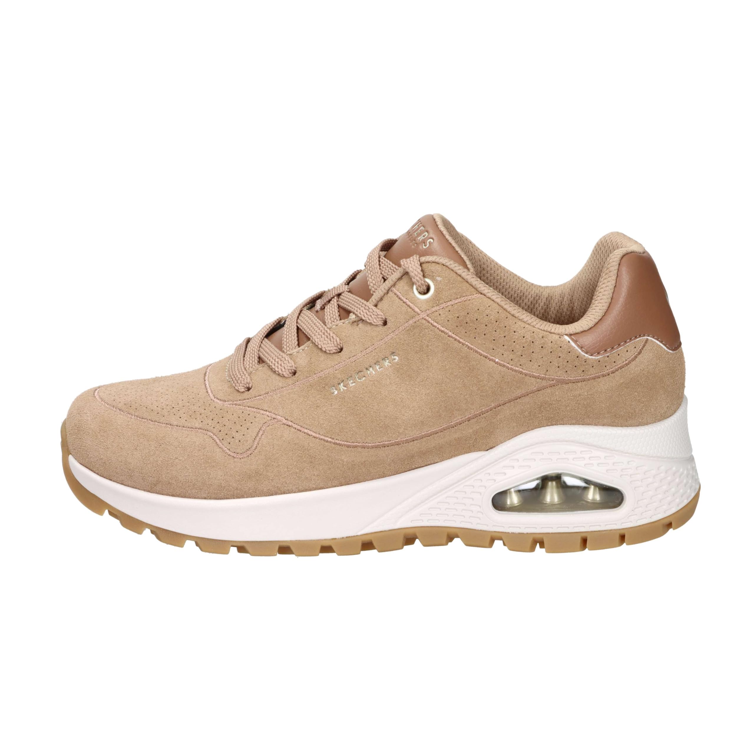 Skechers Women's Uno Rugged Chillproof Sneaker, Chestnut Suede/Duraleather/Embroidery Trim, 5 UK