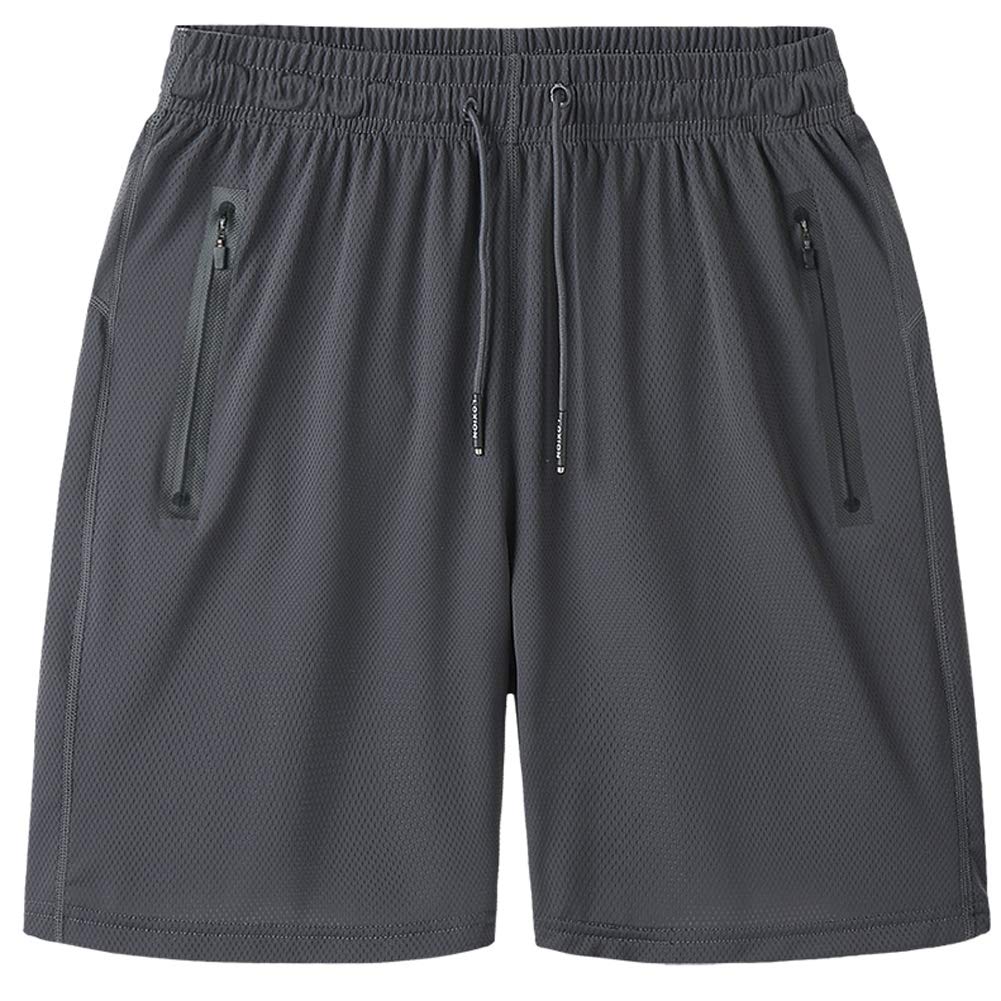 rismart Uomo Asciugatura Veloce Pantaloncini Allenarsi Passeggio Sportivo Pantaloni Corti con Cerniera Tasca