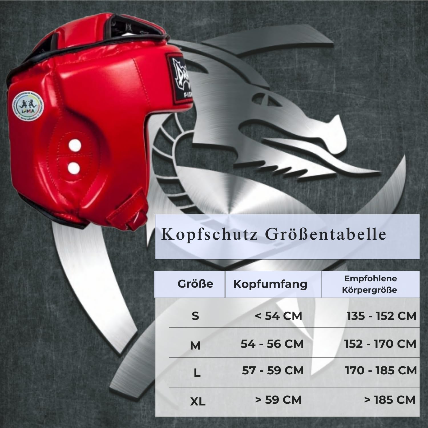 Dragon do DRG-99-L IFMA zertifizierter Kopfschutz - Professioneller Muay Thai & Kickboxen Boxhelm aus echtem Leder - CE-geprüft - Blau/Rot