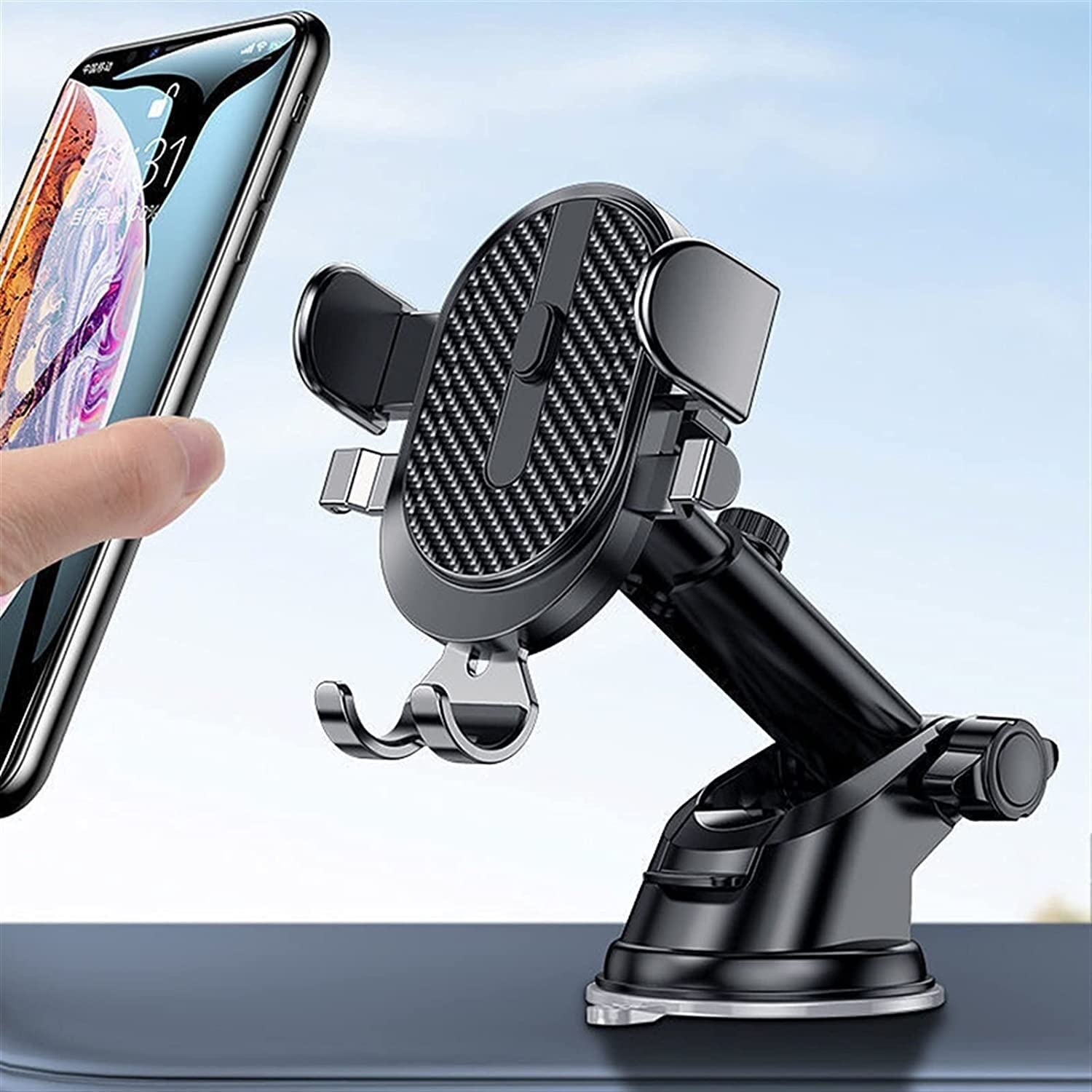 Smartfon Uchwyt Do Samochodu Uchwyt samochodowy na telefon Deska rozdzielcza Przednia szyba Odpowietrznik Długie ramię Silne ssanie Telefon komórkowy Uchwyt samochodowy pasuje do wszystkich telefonów