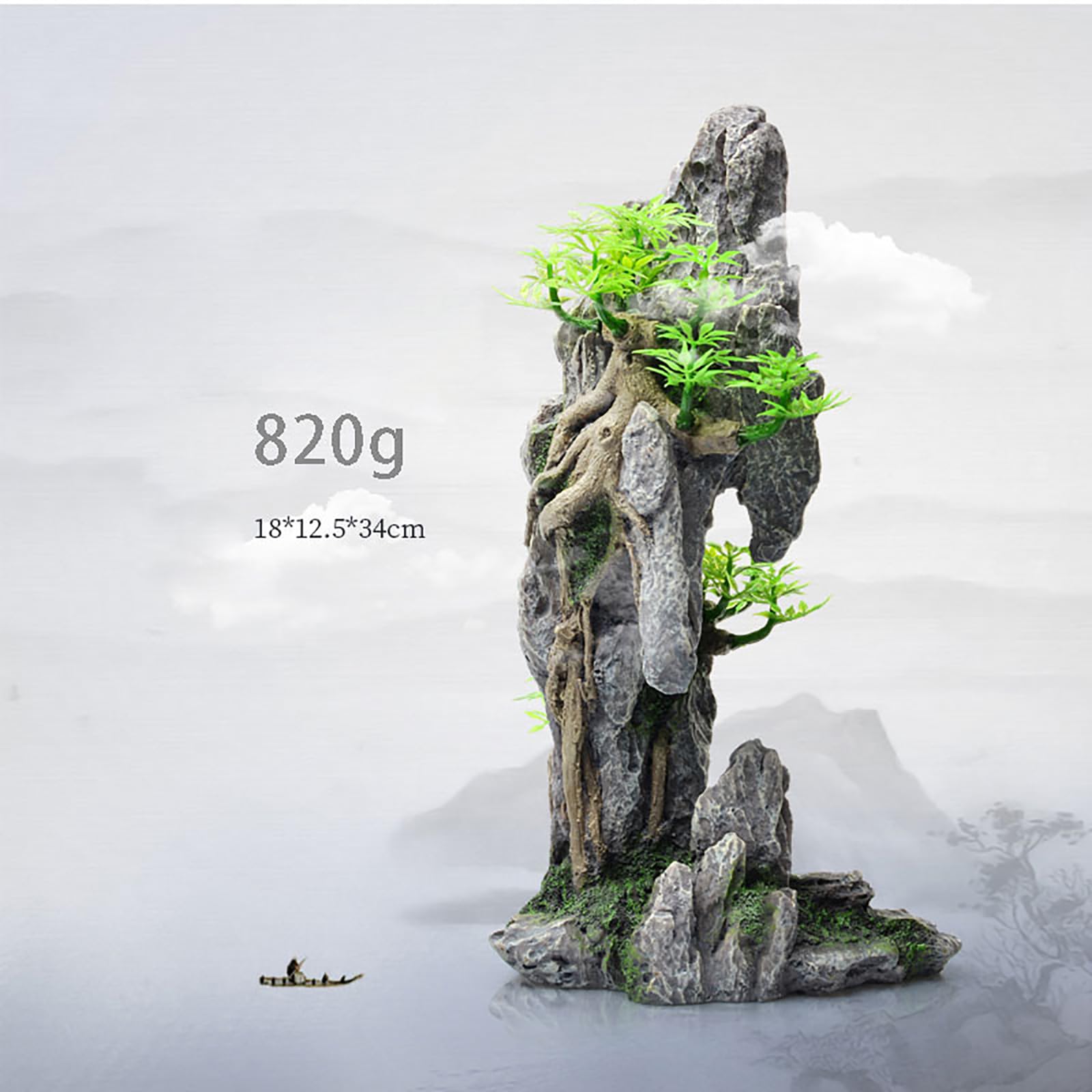 COYOUCO Aquarium Mountain View Stone Ornament Tree Rock Cave Landscape, Grand Aquarium Ornement Rock Aquarium Artificiel Aquarium Décoration,E
