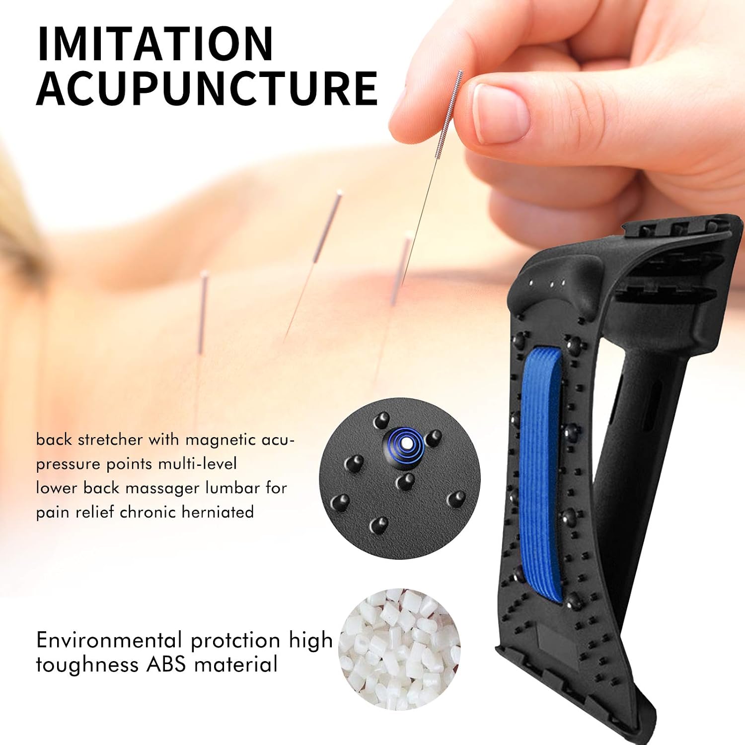 SPOUYI Cervical Spine Alignment Chiropractic Neck Pillow,Neck & Shoulder Massage Relaxer Traction Device,Magic Back Stretcher Device Support Relaxer,Blue