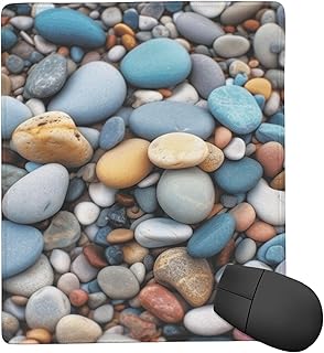 Square Mouse Pad with Non-Slip Rubber Base 7" x 9" Mouse Mat with Stitched Edge Beach Colored Pebbles Gaming Mousepad for Wireless Mouse Computer Laptop Home Office Desk Pad