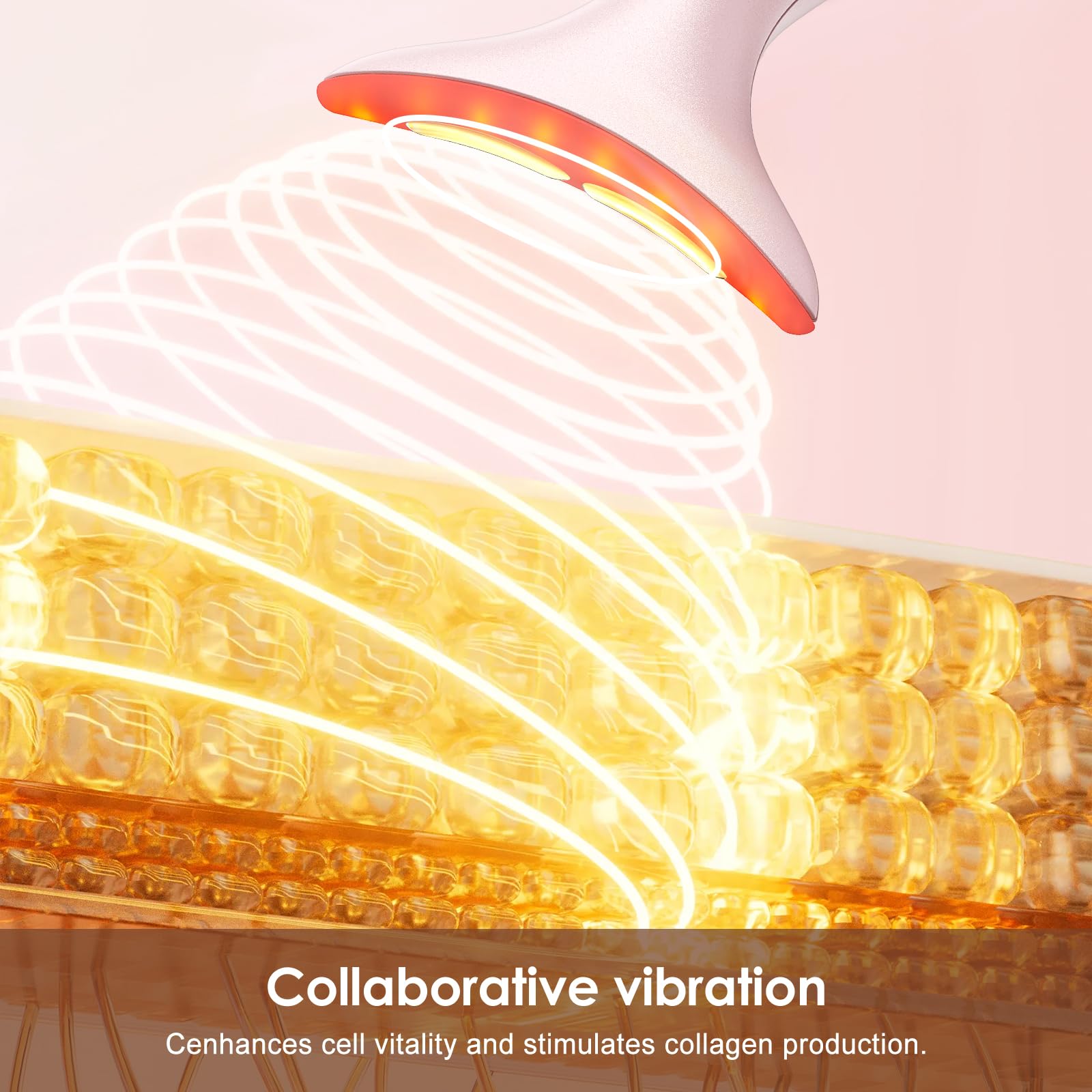 Red Light Therapy for Face & Neck, Skin Lifting & Firming - at Home Skin Care Face Sculpting Tool and Neck Massager-Pastel Pink