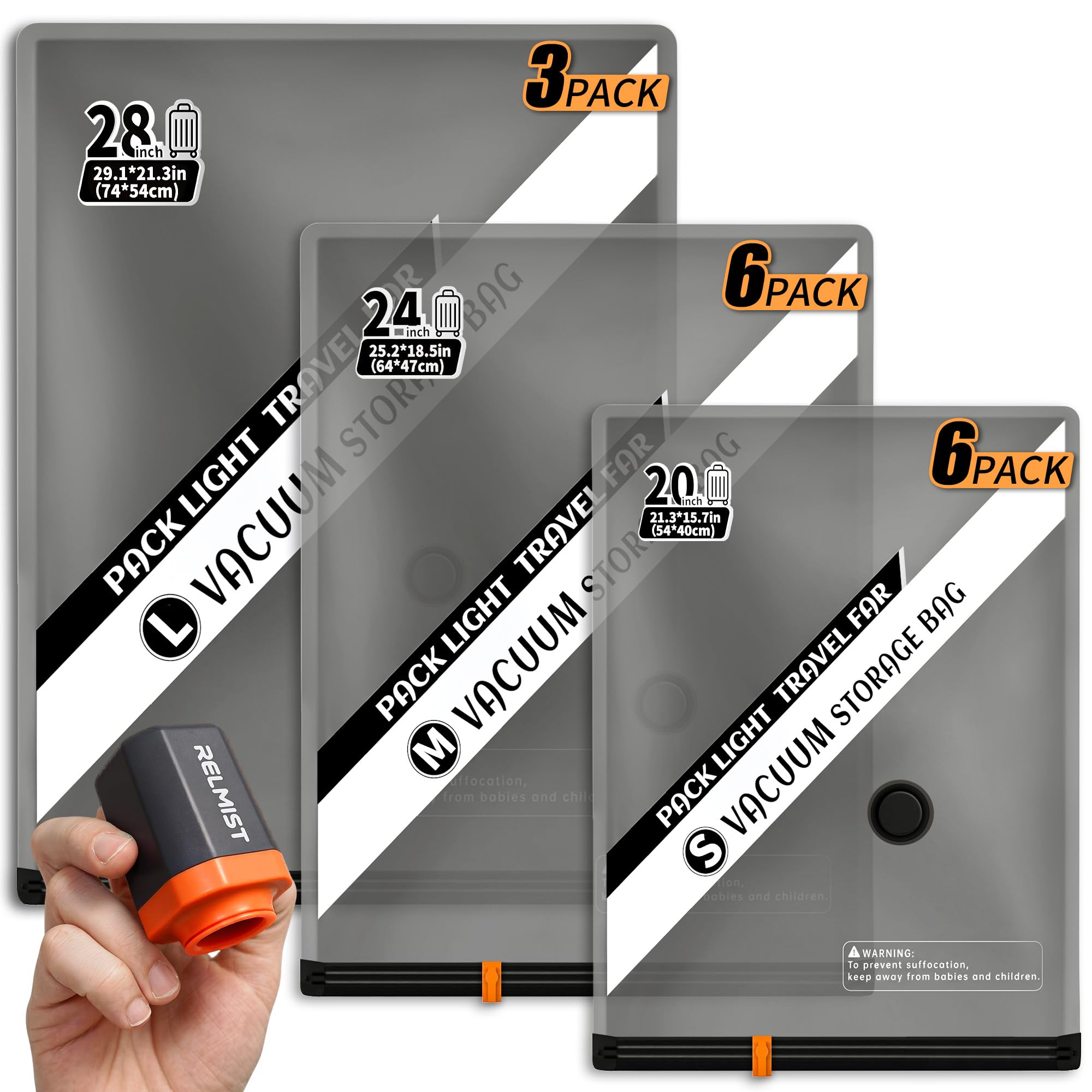 Photo 1 of 15 Pack Travel Vacuum Storage Bags with Portable Cordless Electric Pump