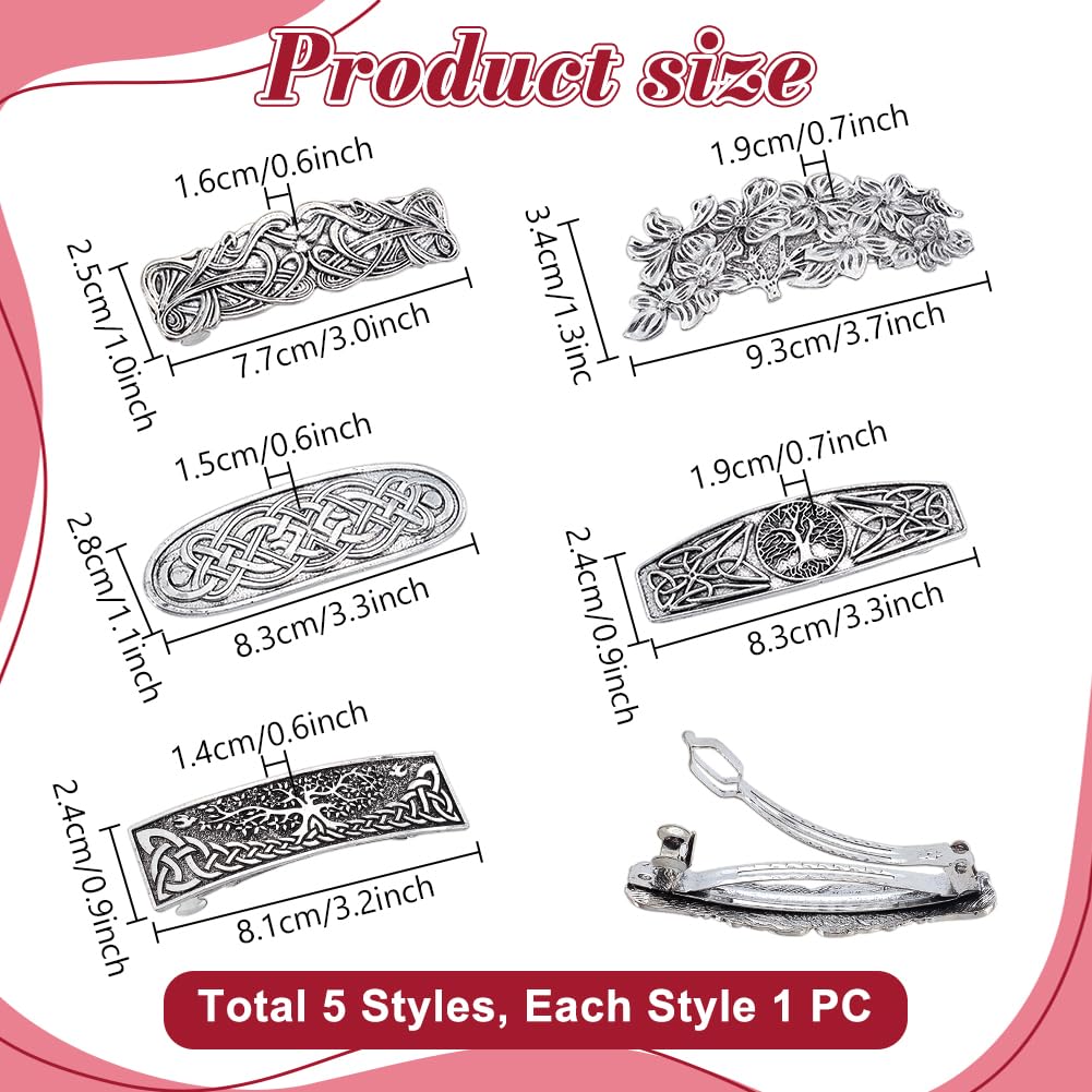 PH PandaHall 5 Styles Vintage Metal Hair Clips - Image 4