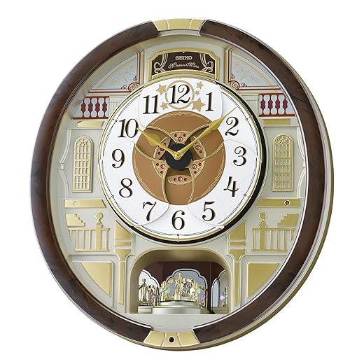 SEIKO QXM 607 BRHZ 45 Melodies in Motion Wall Clock with Rotating Pendulum product image