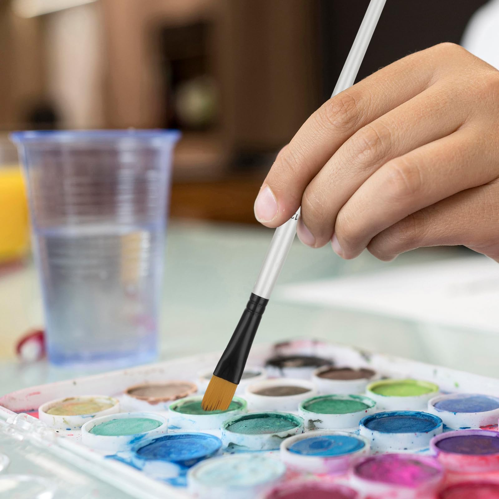 Andibro 12-teiliges Künstler Pinsel Set - Flache Filbert Pinsel Für Acryl, Öl & Aquarell