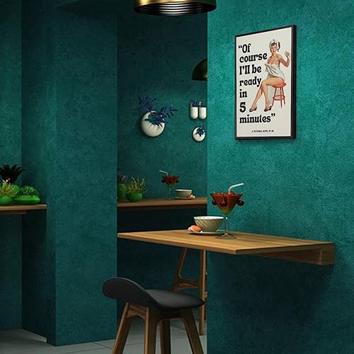 Miniatura 5 de Divertidas citas de baño, pósteres de lienzo retro Pin Up Girl de los años 70 para dormitorio, arte de pared, por supuesto, estaré listo en 5