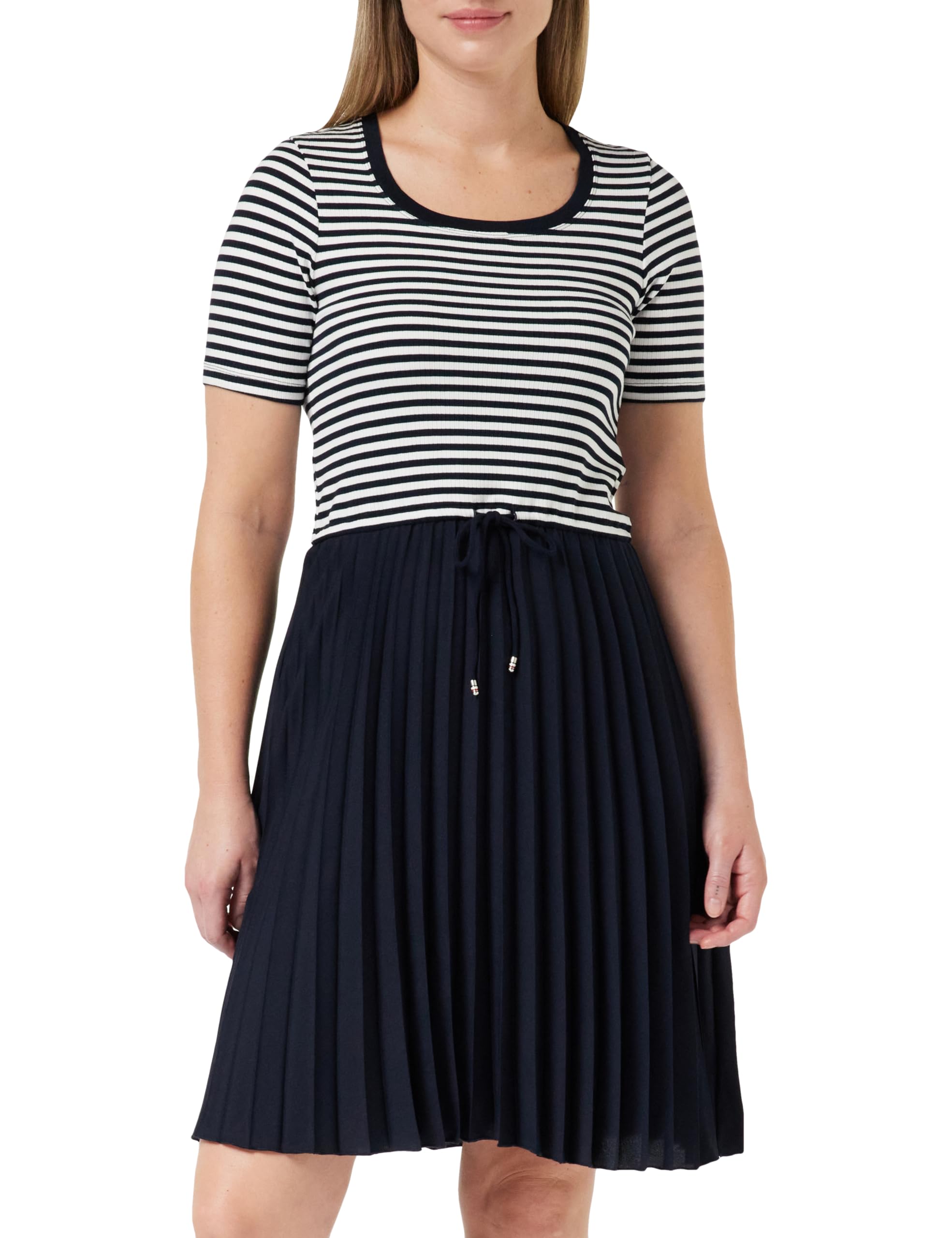 Tommy Hilfiger Damen 5x2 Rib Cnk Pleated Knee DRS Ss Ww0ww42467 Fit & Flare Kleider (1er Pack)